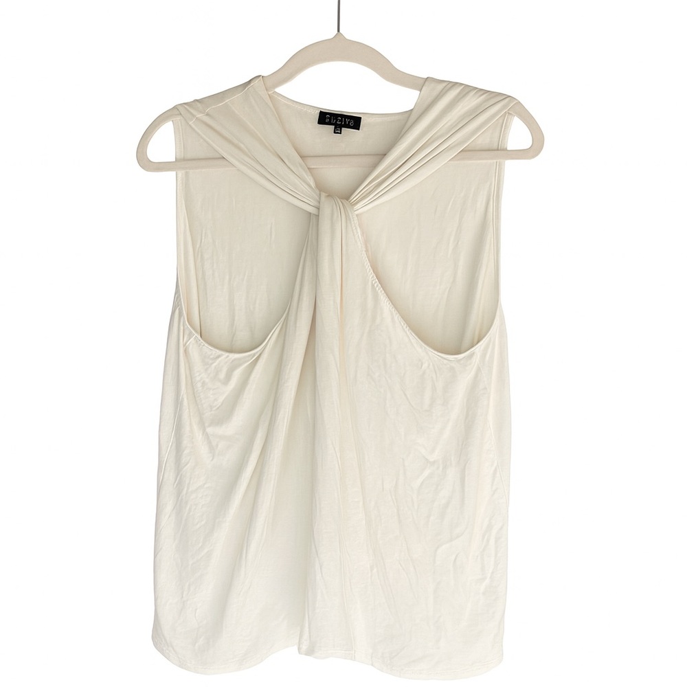 1.State White Twist Neck Sleeveless Top Size XL